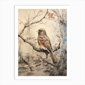 Storybook Animal Watercolour Robin 4 Art Print