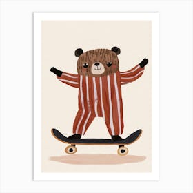 Skating teddy Art Print