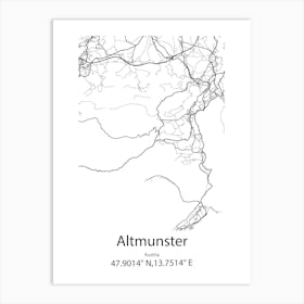 Altmunster,Austria Minimalist Map Art Print