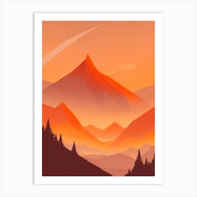 Misty Mountains Vertical Composition In Orange Tone 244 Art Print