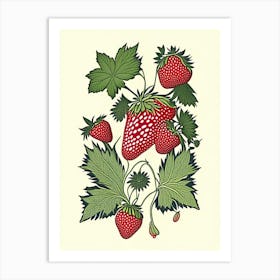 June Bearing Strawberries, Plant, William Morris Inspired Art Print