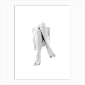 Abstract Female Legs in a Yoga Pose Black And White Minimalist Feminine Boho Abstract Body Positivity Art Print Art Print