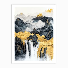 Atlas Mountain Range Golden Peaks - Golden Mysticism Art Print