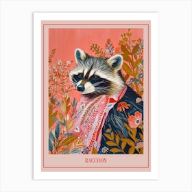 Floral Animal Painting Raccoon 1 Poster Art Print