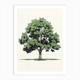 Oak Tree Pixel Illustration 3 Art Print