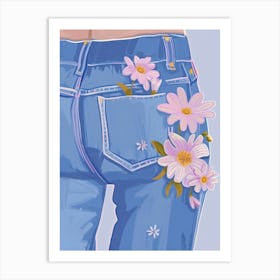 Denim And Petals Art Print