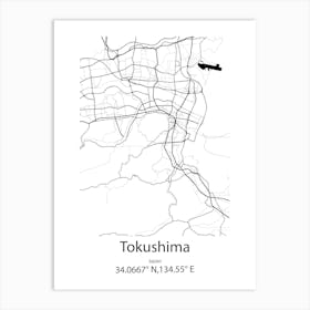 Tokushima,Japan Minimalist Map Art Print