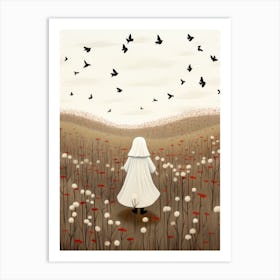 Girl In A Field Art Print