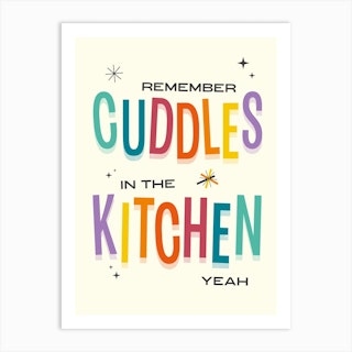 Cuddles In The Kitchen Rainbow Art Print