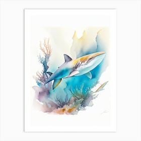 Silky Shark Watercolour Art Print