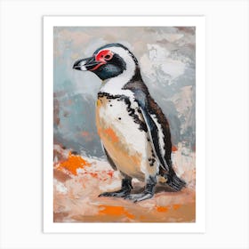 African Penguin Bartolom Island Oil Painting 4 Art Print