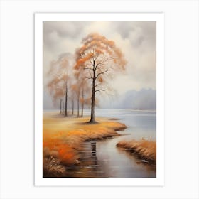 Autumn Trees By The River Art Print