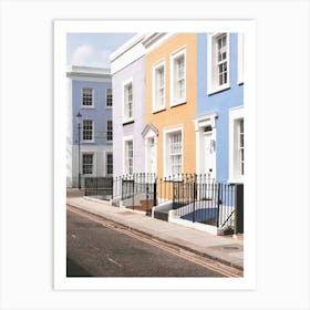 London, England I Street in Notting Hill with colorful houses and pastel tones Londoner architecture photography and English facades emblematic of minimalist geometric urban Europe city photography landscape Affiche