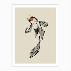 Koi Fish Linocut Style 1 Art Print