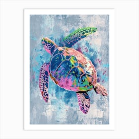 Pink Sea Turtle Exploring The Ocean Art Print