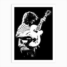 Pat Metheny American Jazz Guitarist Legend in Monochrome 1 Art Print