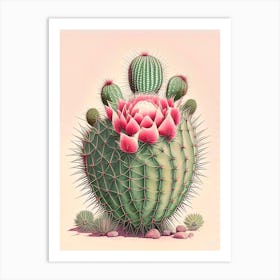 Acanthocalycium Cactus Retro Drawing 1 Art Print