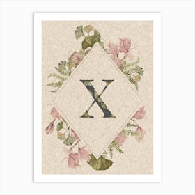 Floral Monogram X Art Print