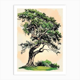 Ebony Tree Storybook Illustration 4 Art Print