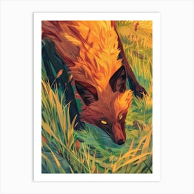 Fox In The Grass 2 Art Print