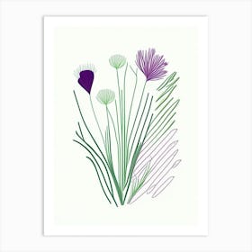 Chives Spices And Herbs Minimal Line Drawing 1 Art Print