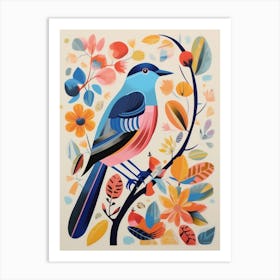 Colourful Scandi Bird Eastern Bluebird 1 Art Print