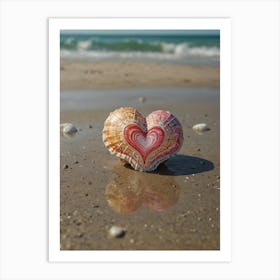 Heart Shell On The Beach Art Print