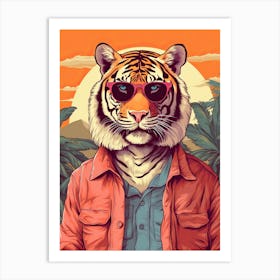 Tiger Illustrations Wearing A Hawaiian Shirt 1 Art Print