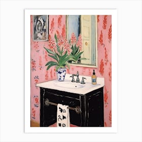 Bathroom Vanity Painting With A Foxglove Bouquet 2 Art Print