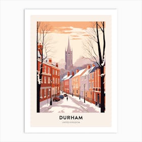 Vintage Winter Travel Poster Durham United Kingdom 1 Art Print