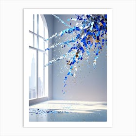 Blue Confetti Falling From Window Art Print