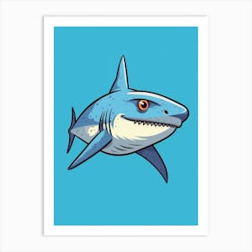 A Blue Shark In A Vintage Cartoon Style 4 Art Print