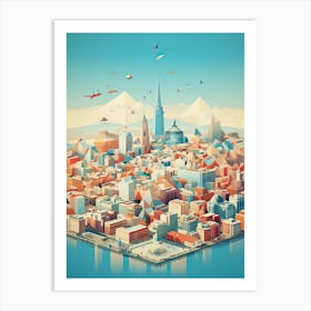 Madrid, Spain, Geometric Illustration 3 Art Print