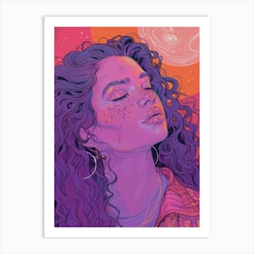 Girl With Curly Hair Art Print