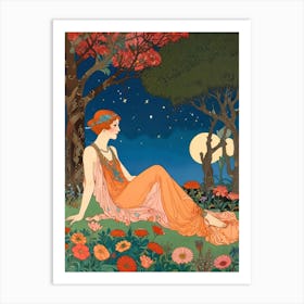 Lady In The Moonlight Art Print