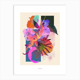 Lobelia 3 Neon Flower Collage Poster Art Print