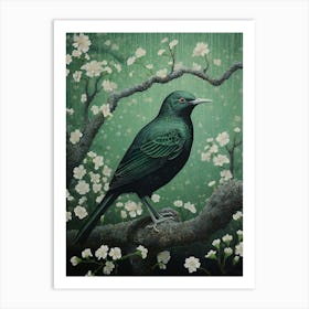 Ohara Koson Inspired Bird Painting Blackbird 3 Art Print