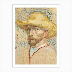 Self Portrait With Straw Hat Art Print