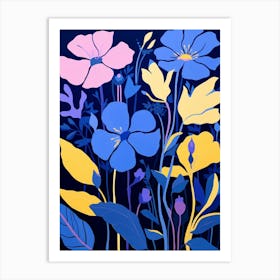 Blue Flower Illustration Evening Primrose 1 Art Print