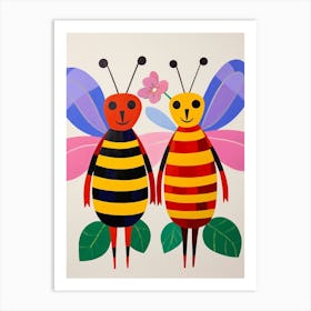 Colourful Kids Animal Art Honey Bee Art Print