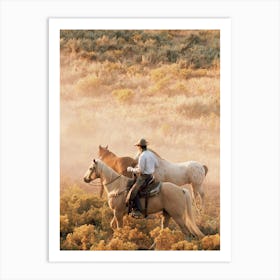 Cowboy On Horseback Art Print