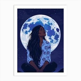 Afro-American Woman In The Moonlight Art Print