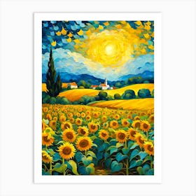 Sunflowers In The Field Art Print