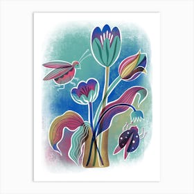Jewel Colored Tulip Beetle Still Life Art Print