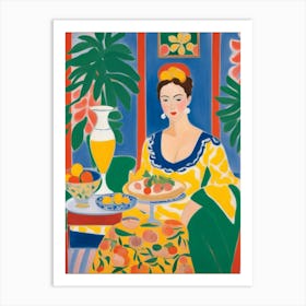Lady At The Table Art Print