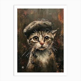 Kitsch Cat In A Beret 4 Art Print