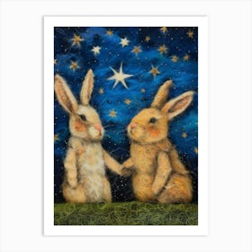 Rabbits At Night 2 Art Print