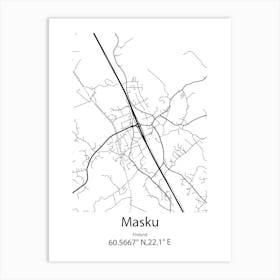 Masku,Finland Minimalist Map Art Print