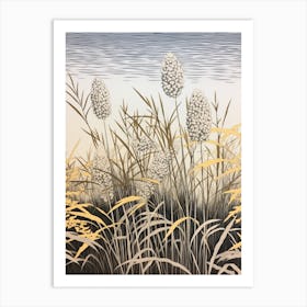Fujibakama Japanese Silver Grass 4 Vintage Botanical Woodblock Art Print