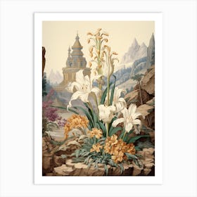 Chinese Sacred Lily  Flower Victorian Style 0 Art Print